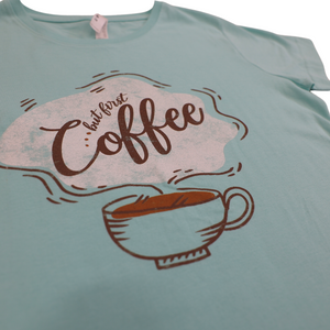 But First Coffee Soft Green T-Shirt