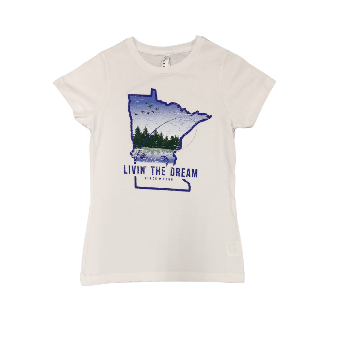 Livin' The Dream MN - Fishing - Short Sleeve White Ladies T-Shirt