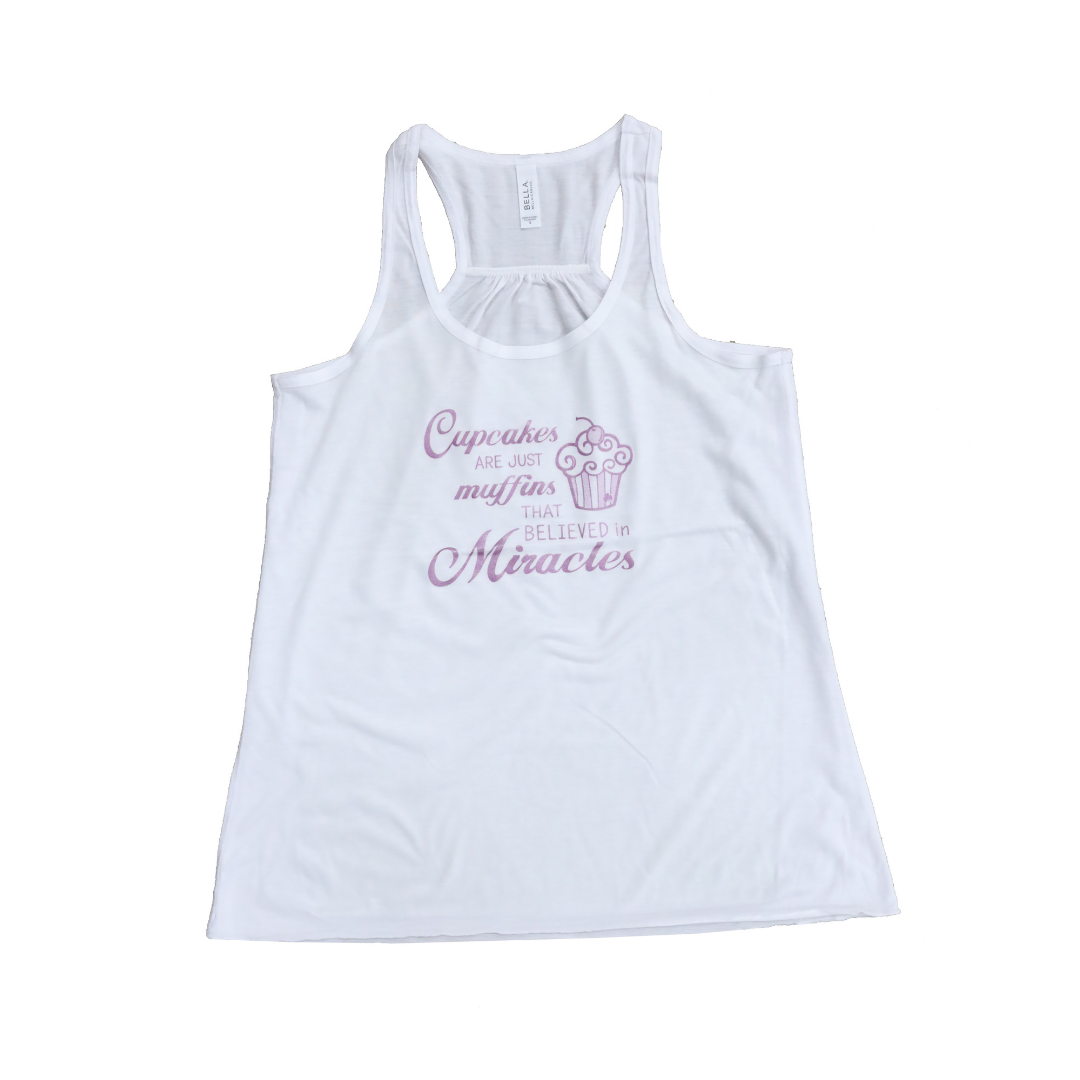 Miracle Muffins Flowy White Tank Top