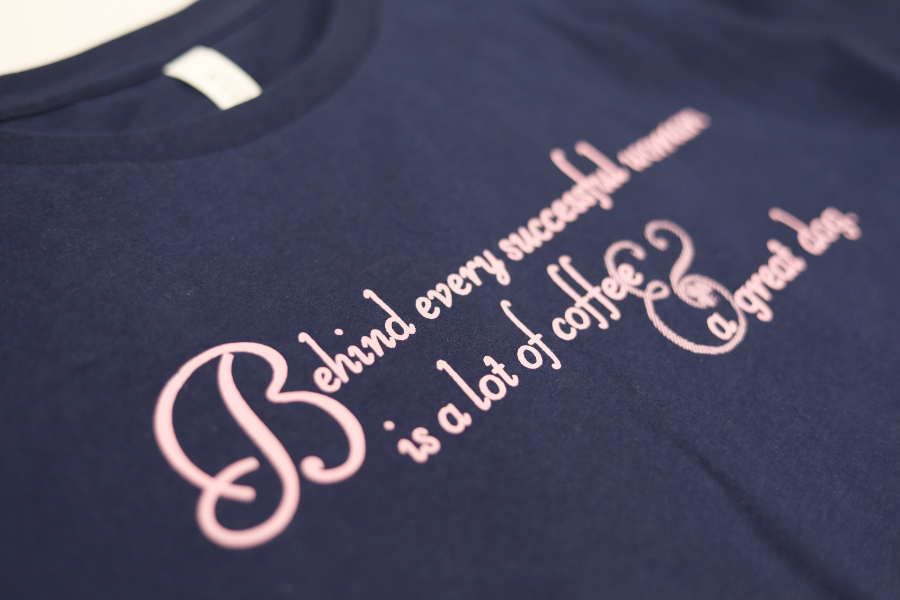 Behind Every Successful Woman Long Sleeve Navy Blue T-Shirt - With Pink