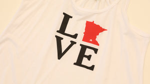 Love MN Ladies White Flowy Tank Top