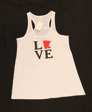 Love MN Ladies White Flowy Tank Top