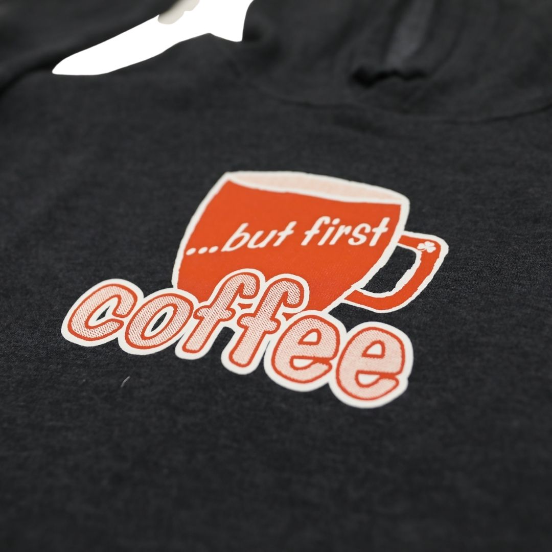 But First Coffee - Cropped Black Sweatshirt