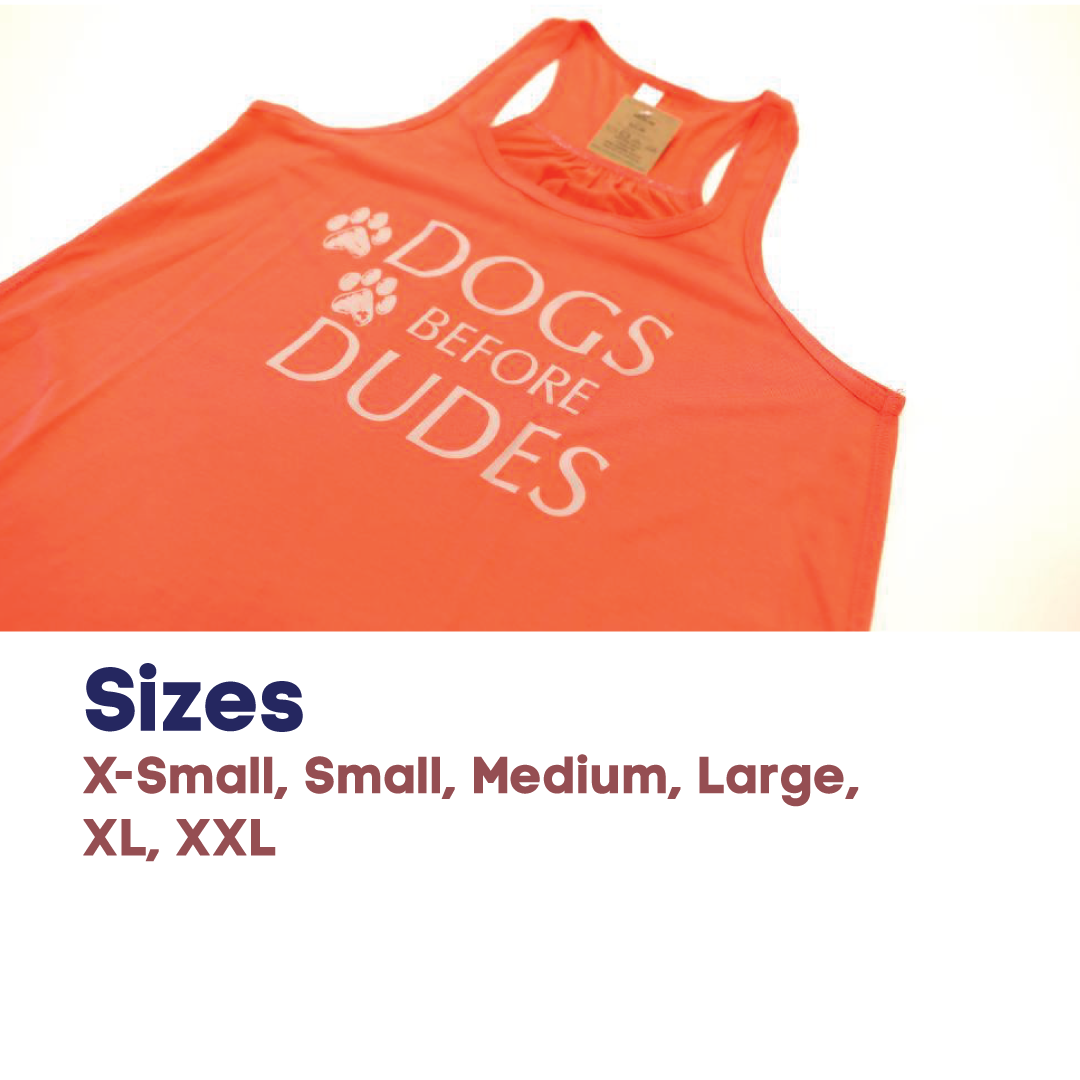 Dogs Before Dudes Flowy Tank in Sunset Orange