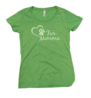 Fur Momma Green Ladies Cut Short Sleeve T-Shirt