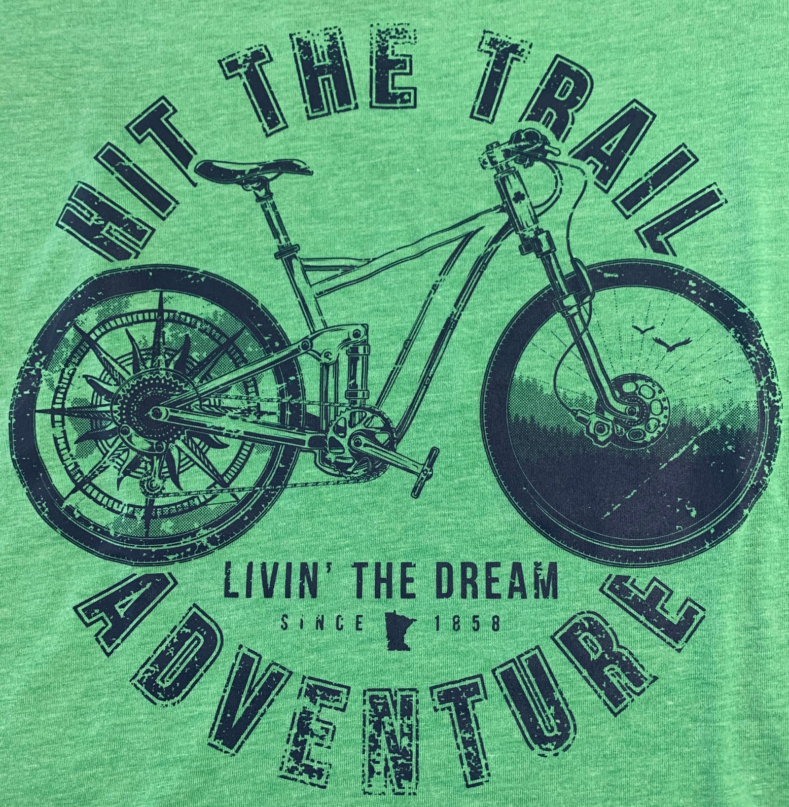 Livin' The Dream MN - Bicycle - Ladies Green Short Sleeve T-Shirt