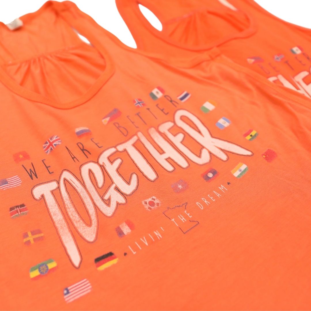 Livin' The Dream MN - Original Better Together Sunset Orange Flowy Tank Top