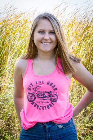 Livin' The Dream MN - Motorcycle - Pink Flowy Ladies Tank Top