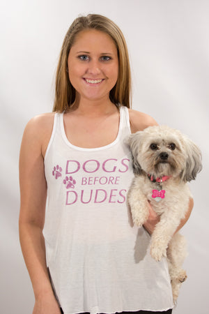 Dogs Before Dudes White Flowy Tank