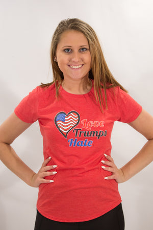 Love Trumps Hate Red Ladies Slim Cut T-Shirt