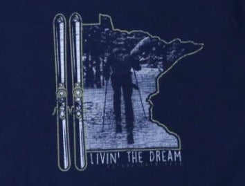 Livin' The Dream MN - Cross Country Skiing Navy Blue Crewneck Sweatshirt