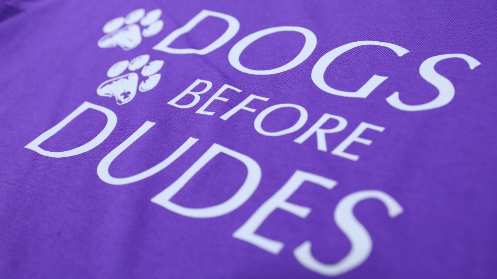 Dogs Before Dudes Ladies Purple Short Sleeve T-Shirt