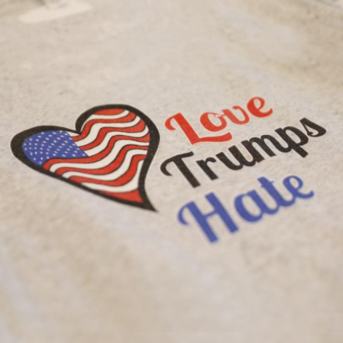 Love Trumps Hate Light Heather Gray Ladies T-Shirt