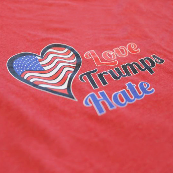Love Trumps Hate Red Ladies Slim Cut T-Shirt