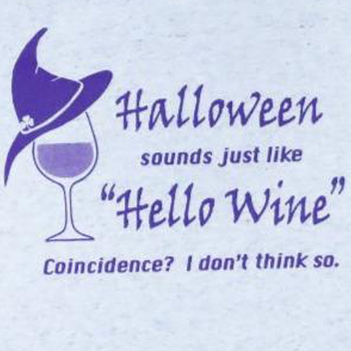 Halloween/Hello Wine Light Gray Short Sleeve T-Shirt