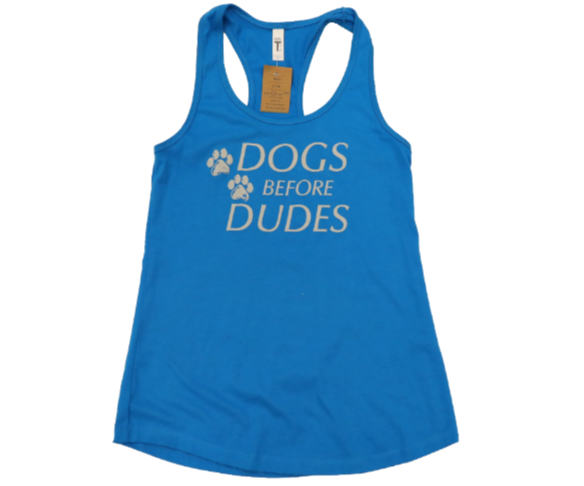 Dogs Before Dudes Tank Top in Blue