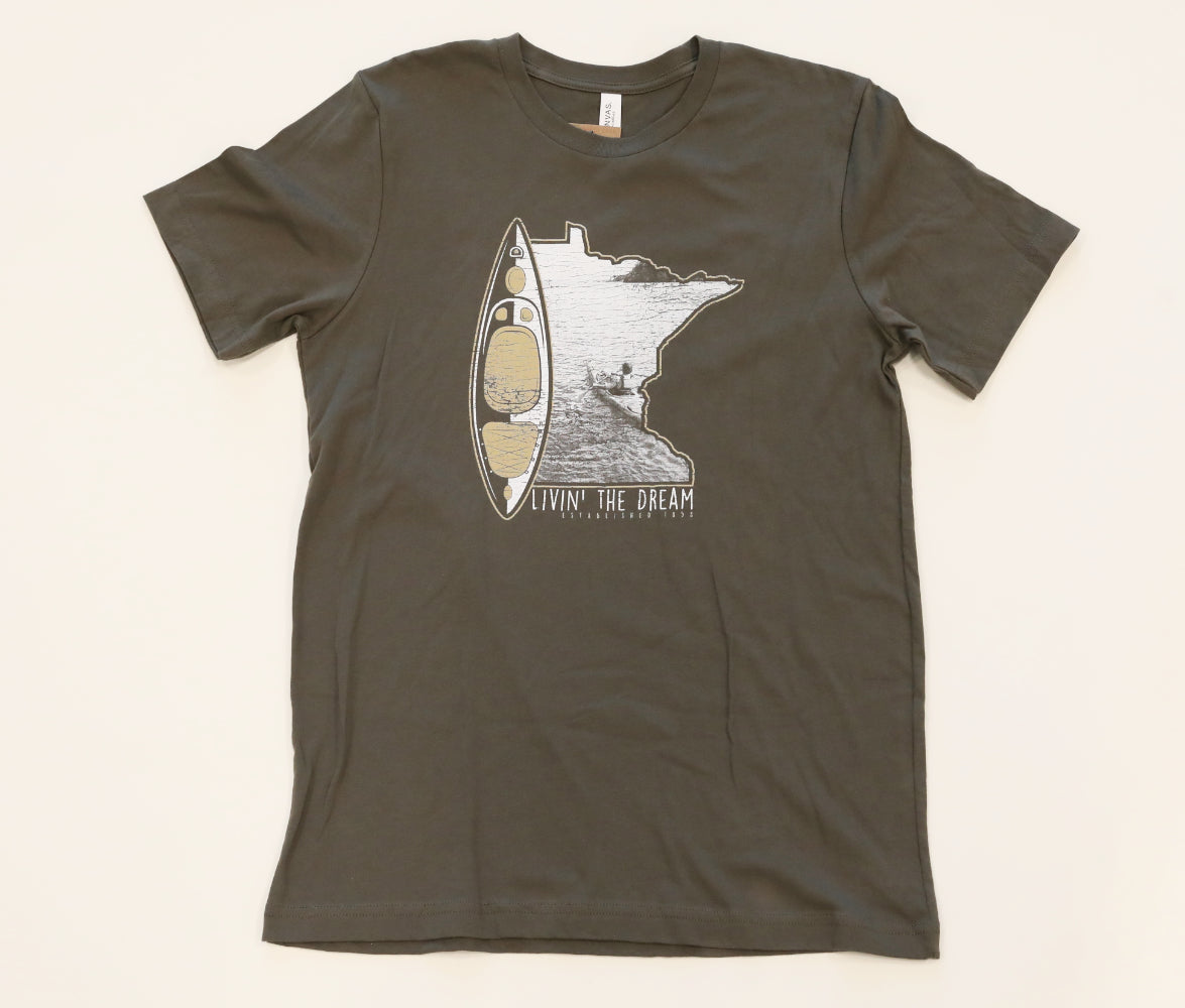 Livin' The Dream MN - Kayak - Unisex Khaki T-shirt