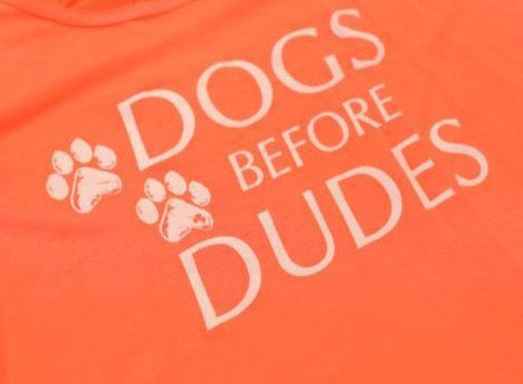 Dogs Before Dudes Flowy Tank in Sunset Orange