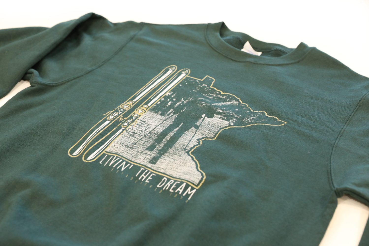 Livin' The Dream MN - Cross Country Skiing Dark Green Sweatshirt