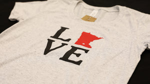 Love MN Heather Gray Ladies Slim Cut T-Shirt