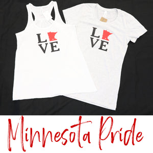 Love MN Heather Gray Ladies Slim Cut T-Shirt