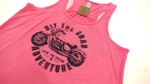 Livin' The Dream MN - Motorcycle - Pink Flowy Ladies Tank Top