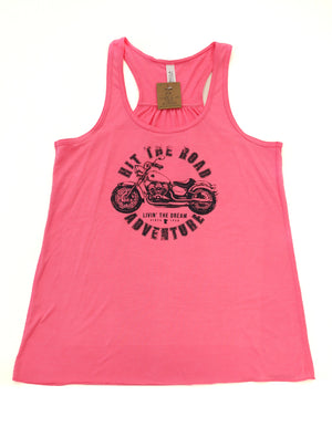 Livin' The Dream MN - Motorcycle - Pink Flowy Ladies Tank Top