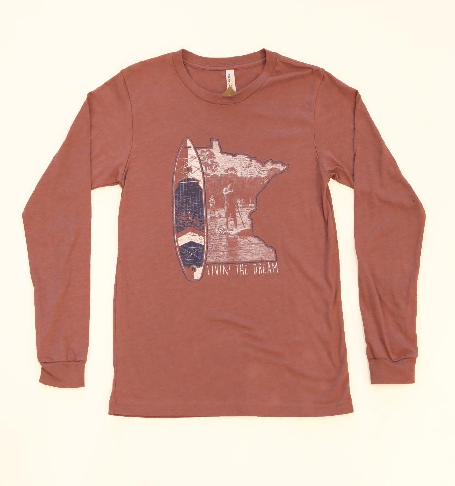 Livin' The Dream MN - Standing Paddle Board Heather Mauve Long Sleeve T-Shirt