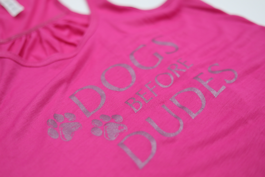 Dogs Before Dudes Flowy Tank in Fuchsia